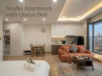 带大床的开间公寓 — ST Apartment Vinhomes D'capitale Hanoi